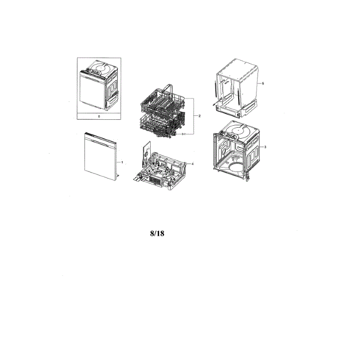 Main Diagram and Parts List for DW80K5050US AA-02 Samsung Dishwasher