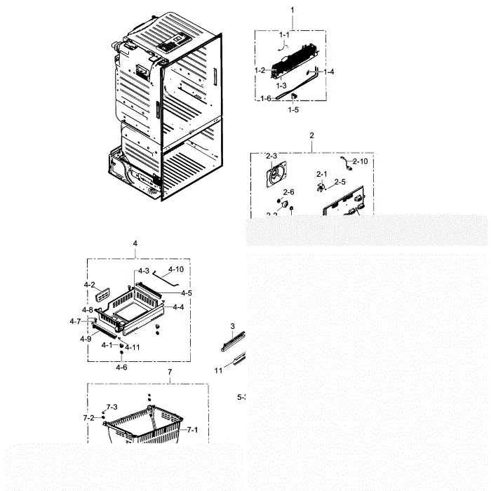 Freezer Diagram and Parts List for RF23HCEDBWW AA-05 Samsung Refrigerator