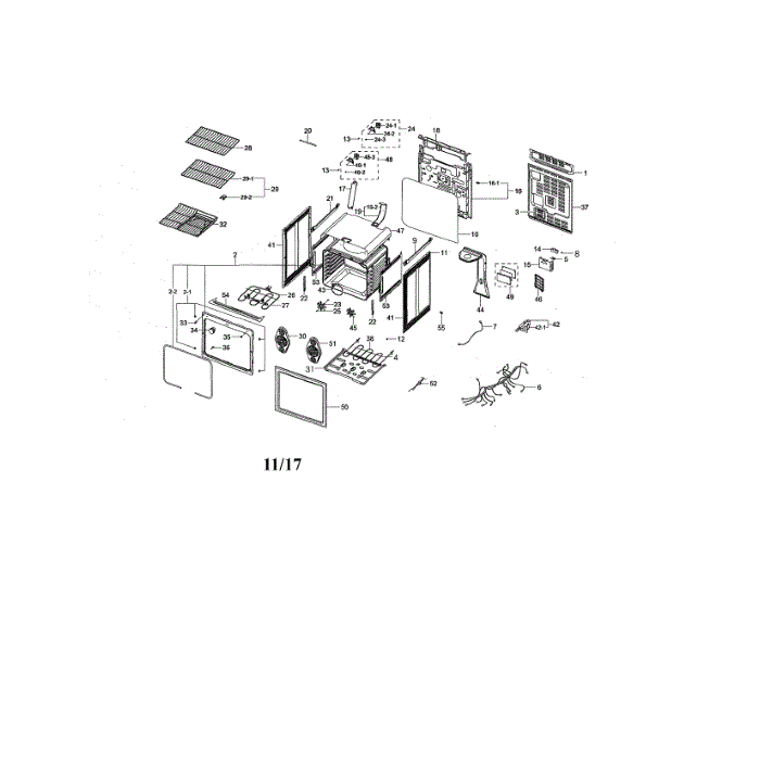 Main Diagram and Parts List for NE599N1PBSR AC-03 Samsung Range