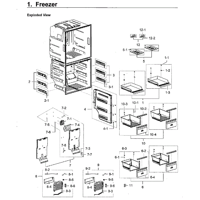 Freezer Diagram and Parts List for RF28M9580SG AA-00 Samsung Refrigerator