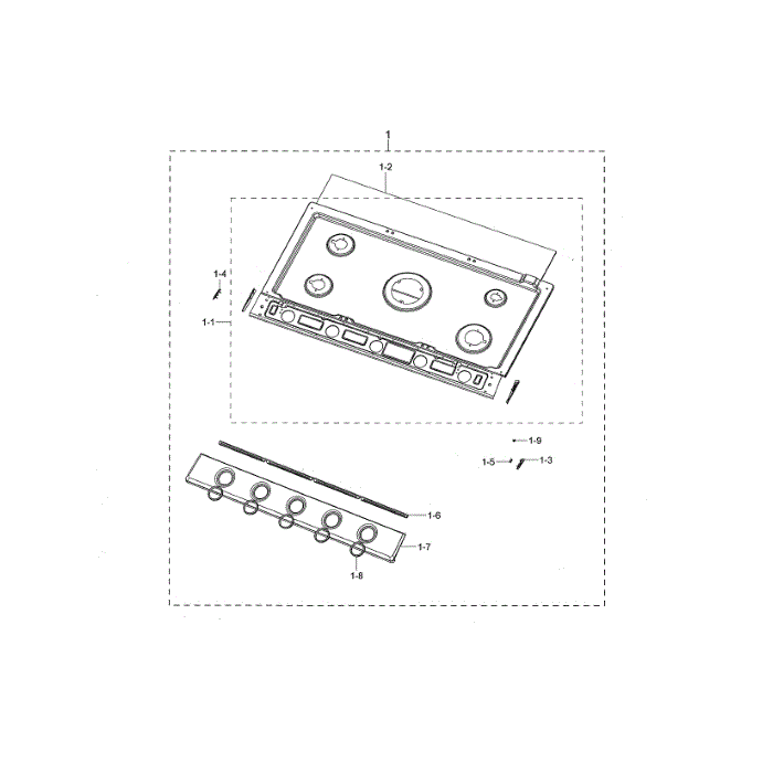 Cooktop Frame Diagram and Parts List for NA36N6555TG AA-00 Samsung Cooktop