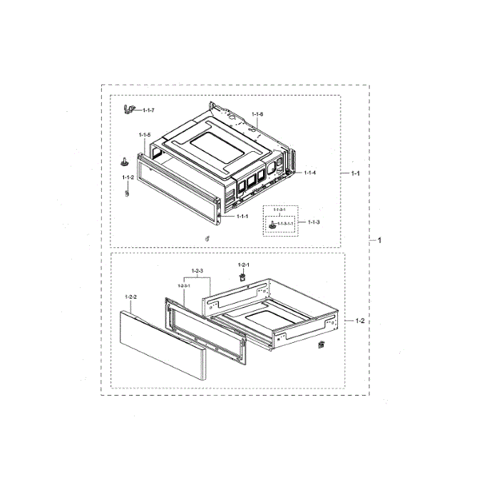 Drawer Diagram and Parts List for NE59N6650SG AA-00 Samsung Range