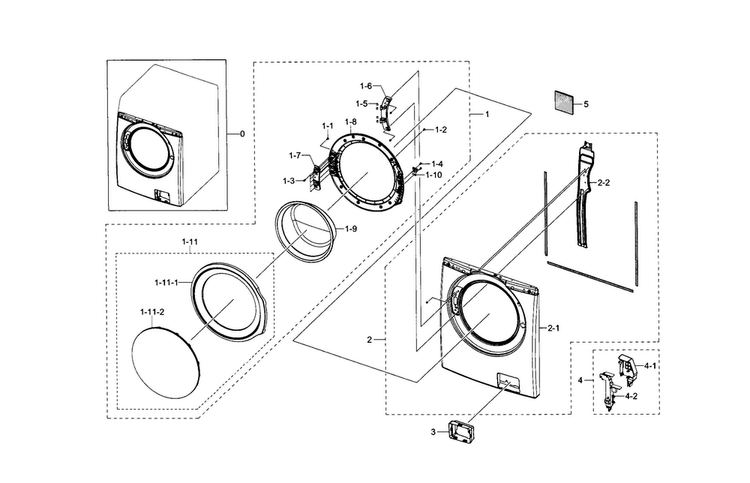 Frame Front & Door Diagram and Parts List for WF330ANW XAA-0004 Samsung Washer