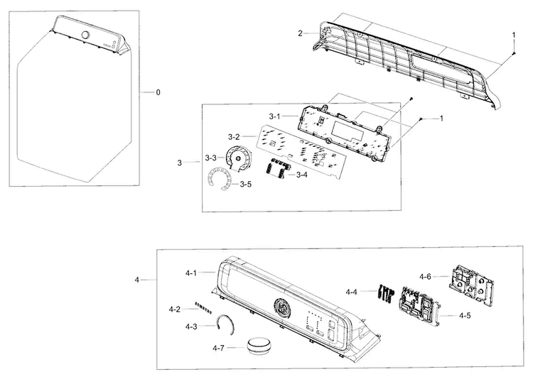 Control Panel Diagram and Parts List for DV40J3000GW A2-0000 Samsung Dryer