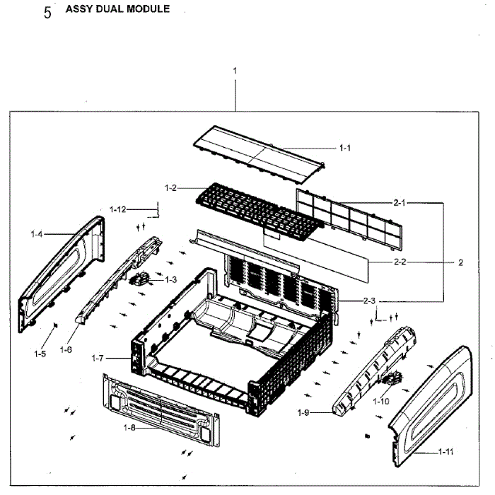 Dual Module Diagram and Parts List for DVG60M9900W A3-00 Samsung Dryer