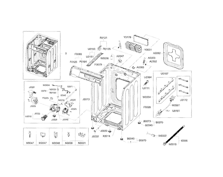 Frame & Cover Diagram and Parts List for WF448AAW XAC Samsung Washer