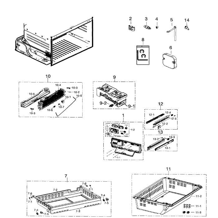 Freezer Diagram and Parts List for RF26HFENDSR (AA)(0001) Samsung Refrigerator