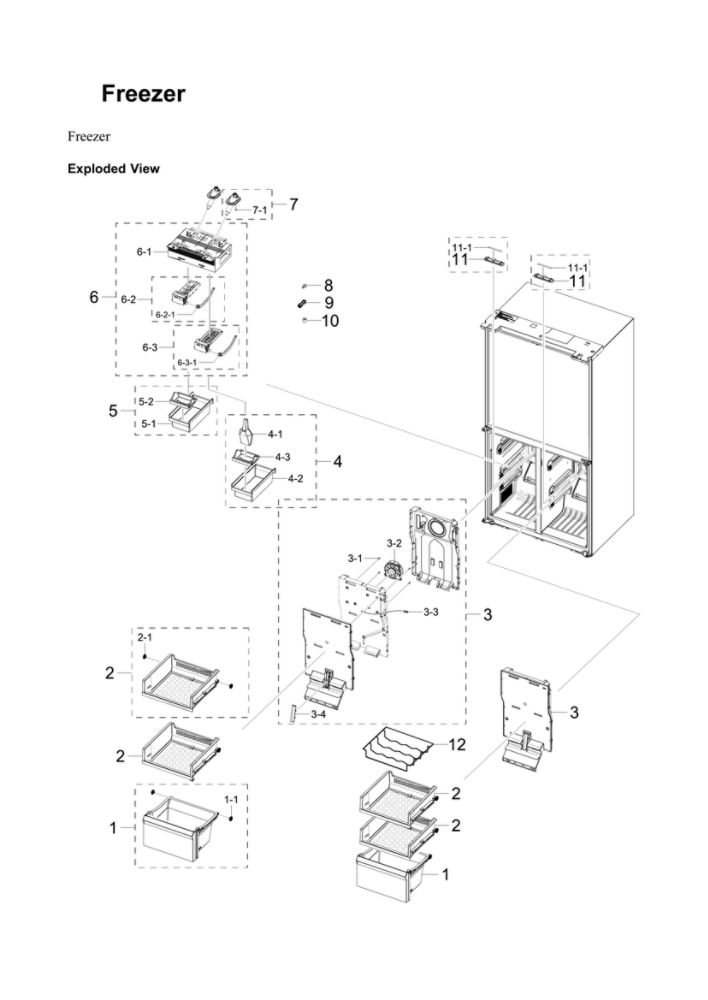 Freezer Parts Diagram and Parts List for RF23A9771SG AA-00 Samsung Refrigerator