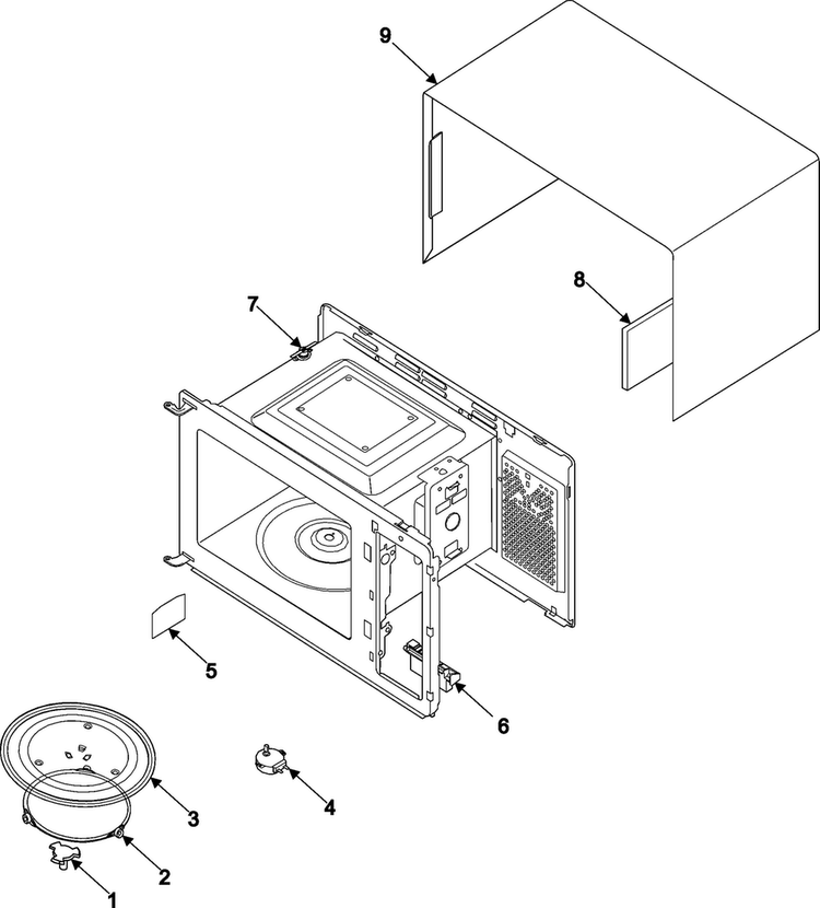 Body/cavity/elements Diagram and Parts List for MW1080STA XAA Samsung Microwave