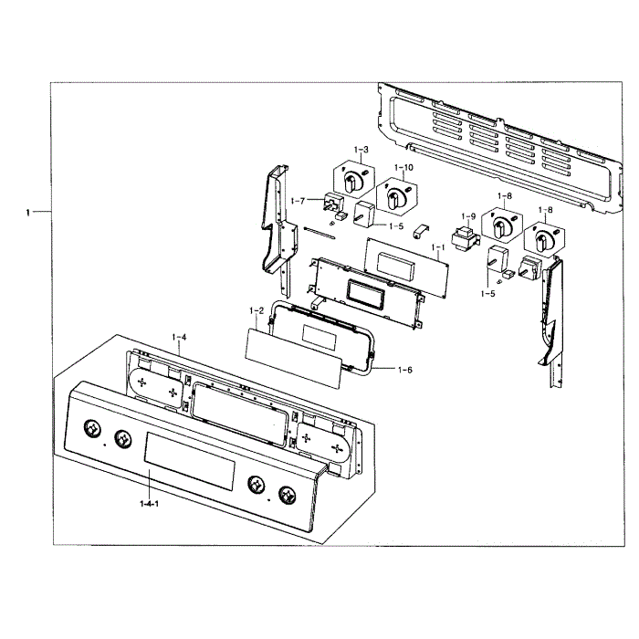 Control Panel Diagram and Parts List for NE597R0ABSR AA-01 Samsung Range