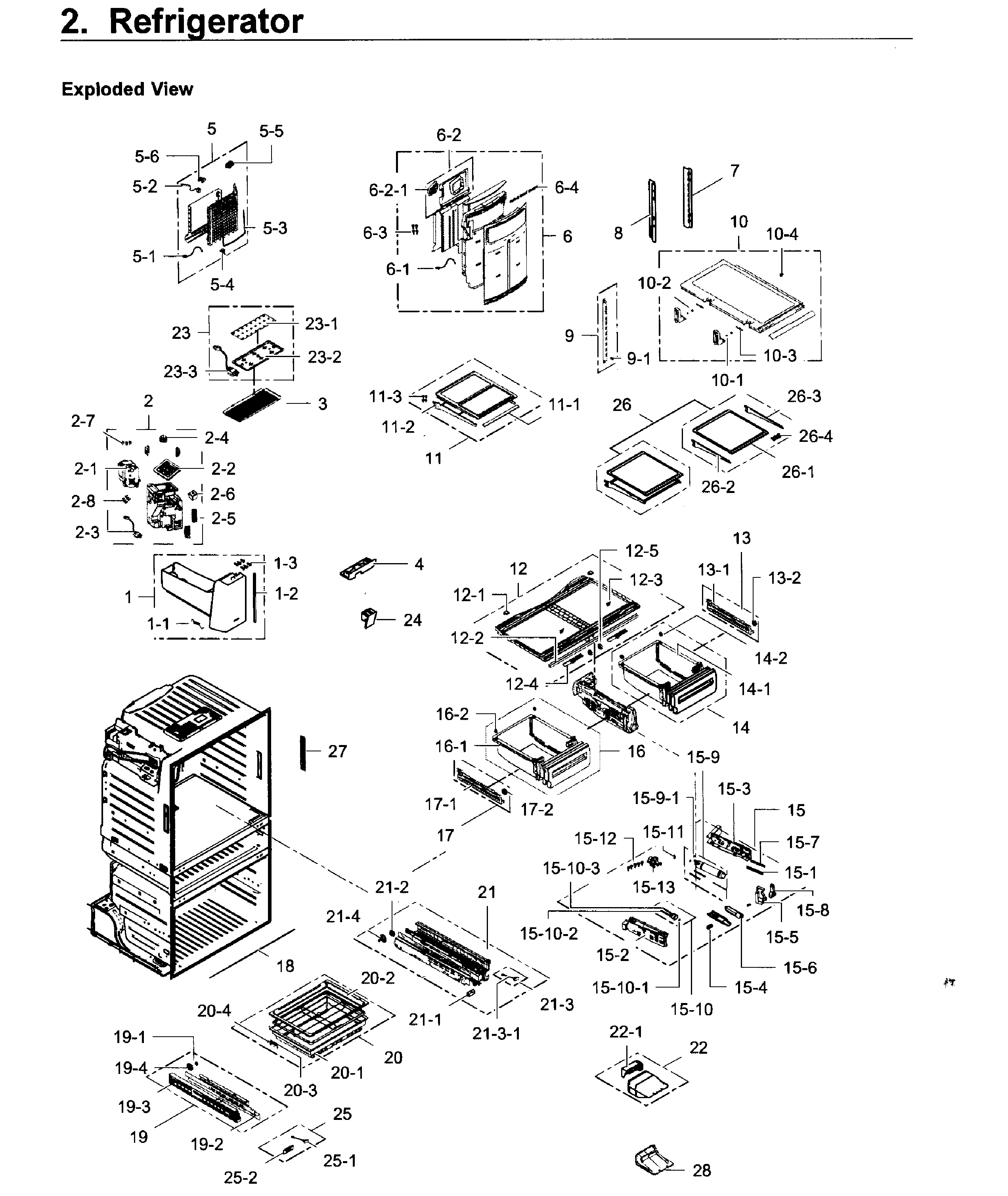 Refrigerator Diagram and Parts List for RF28JBEDBSR AA-0000 Samsung Refrigerator