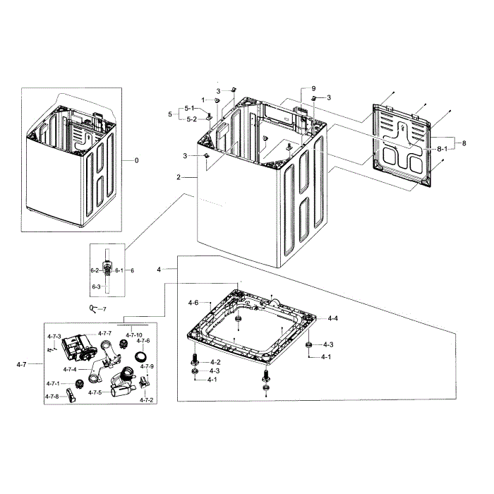 Frame Diagram and Parts List for WA48J7770AW A2-00 Samsung Washer