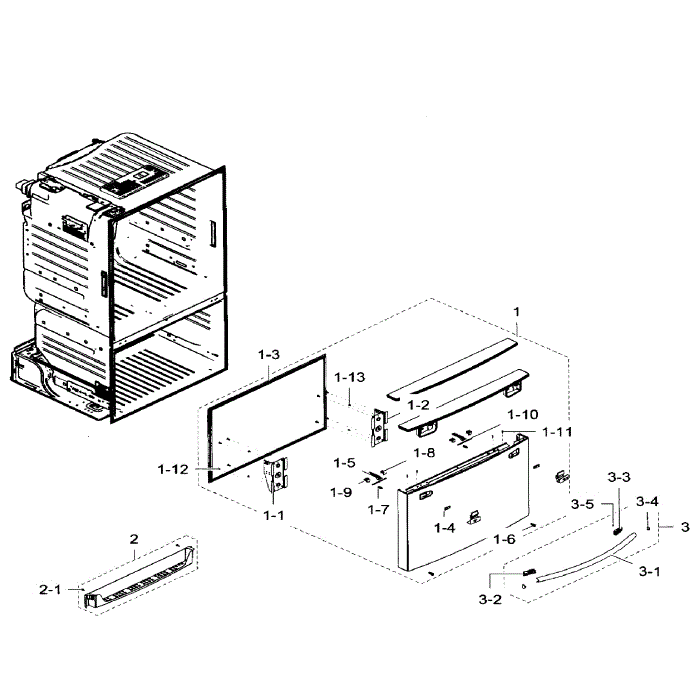 Freezer Door Diagram and Parts List for RF23HTEDBSR AA-05 Samsung Refrigerator