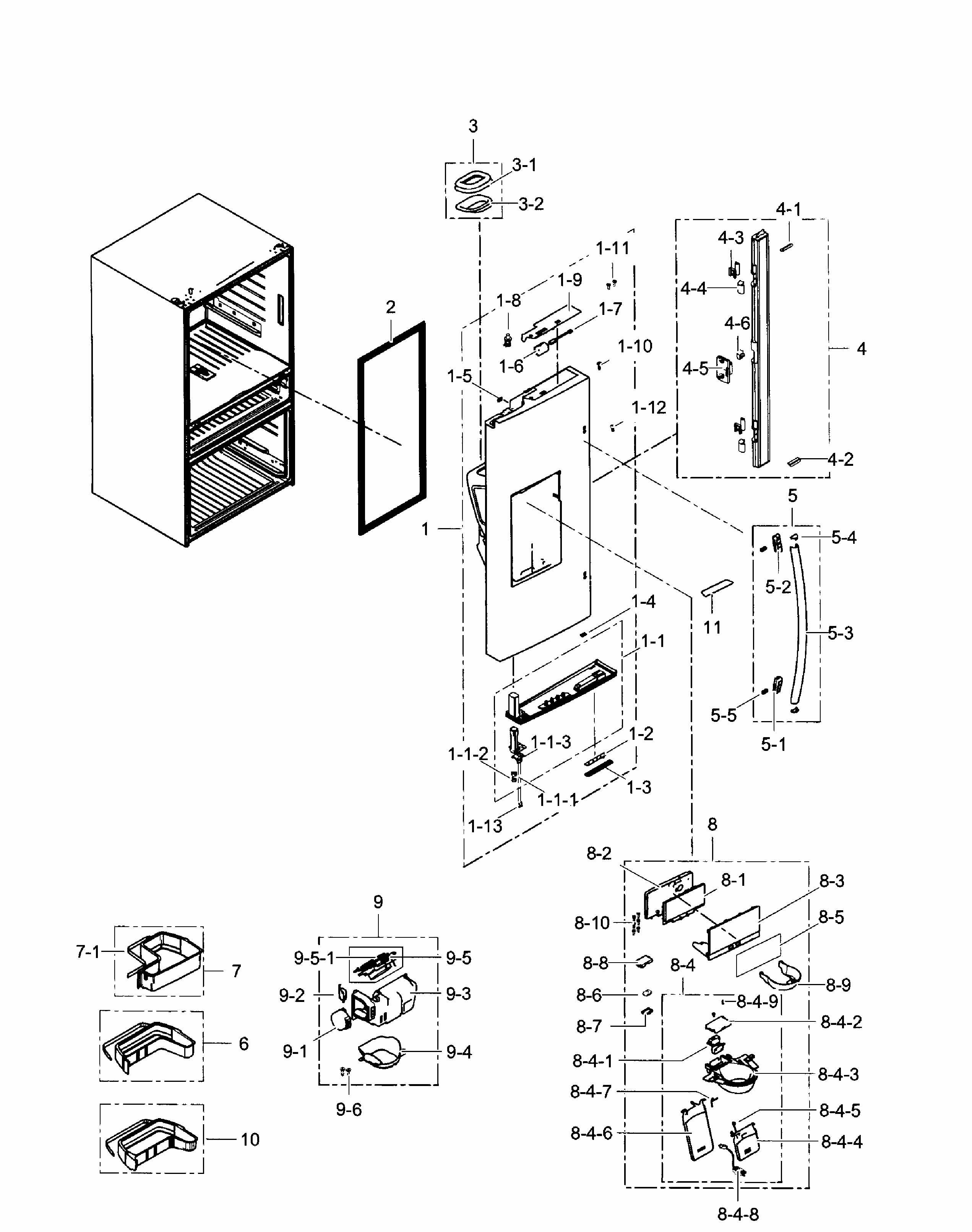 Left Door Diagram and Parts List for RF31FMEDBBC AA-0005 Samsung Refrigerator