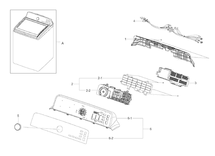 Control Panel Diagram and Parts List for WA456DRHDWR AA-0000 Samsung Washer