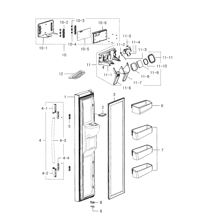 Left Door Diagram and Parts List for RS2530BWP XAA-00 Samsung Refrigerator