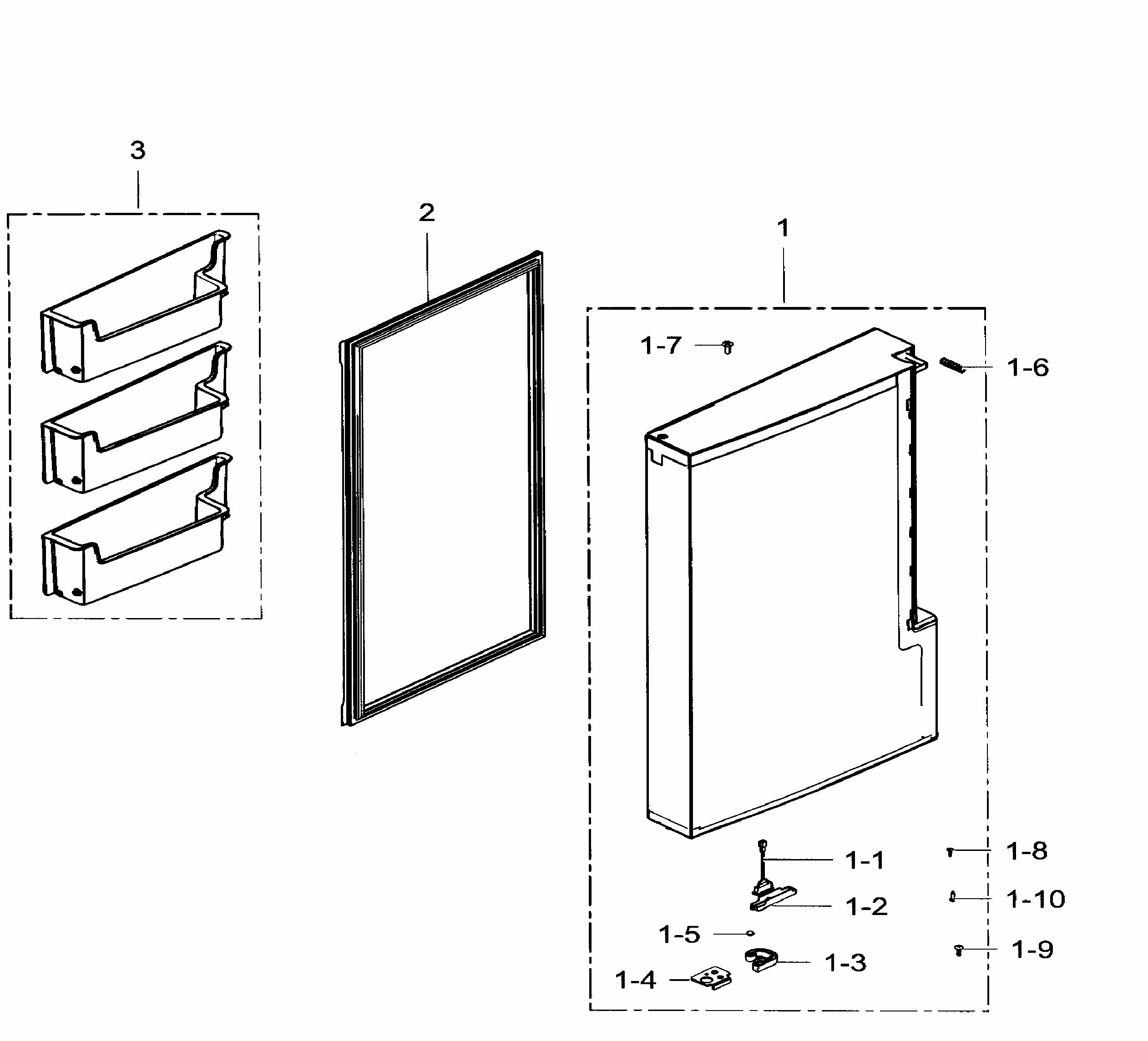 Freezer Door Left Diagram and Parts List for RF34H9960S4 AA-0004 Samsung Refrigerator