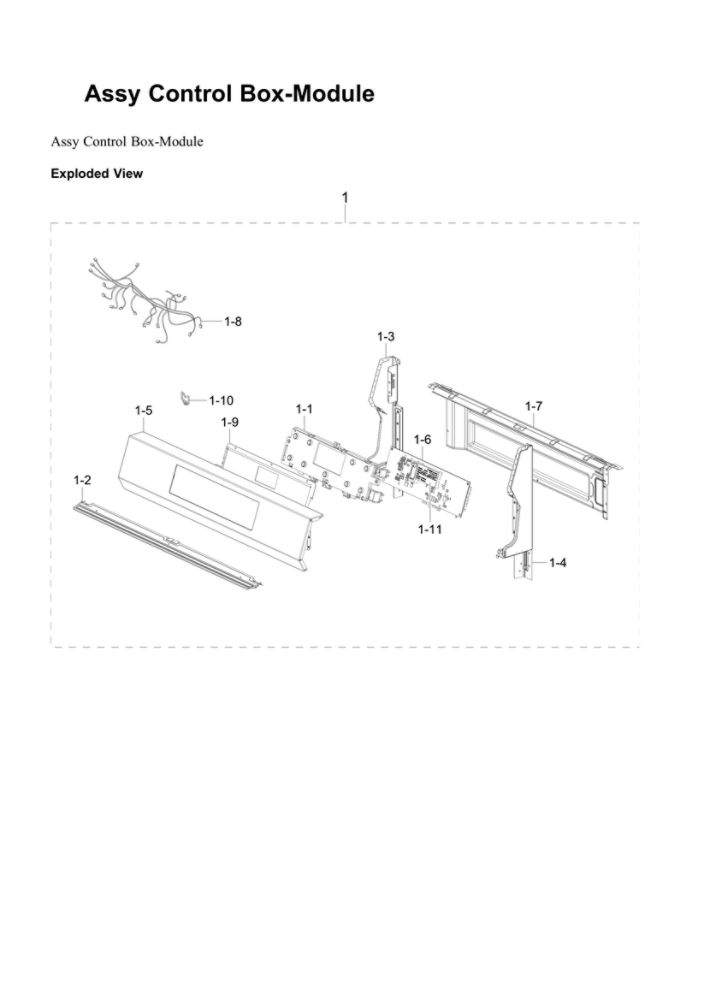 Control Box-Module Assembly Diagram and Parts List for NX60A6311SG AA-02 Samsung Range