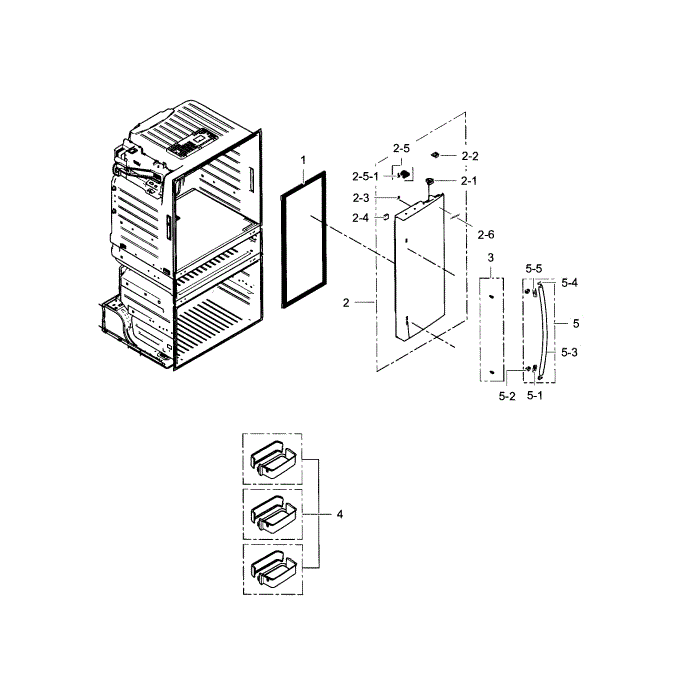 Refrigerator Door R Diagram and Parts List for RF28HMEDBWW AA-01 Samsung Refrigerator