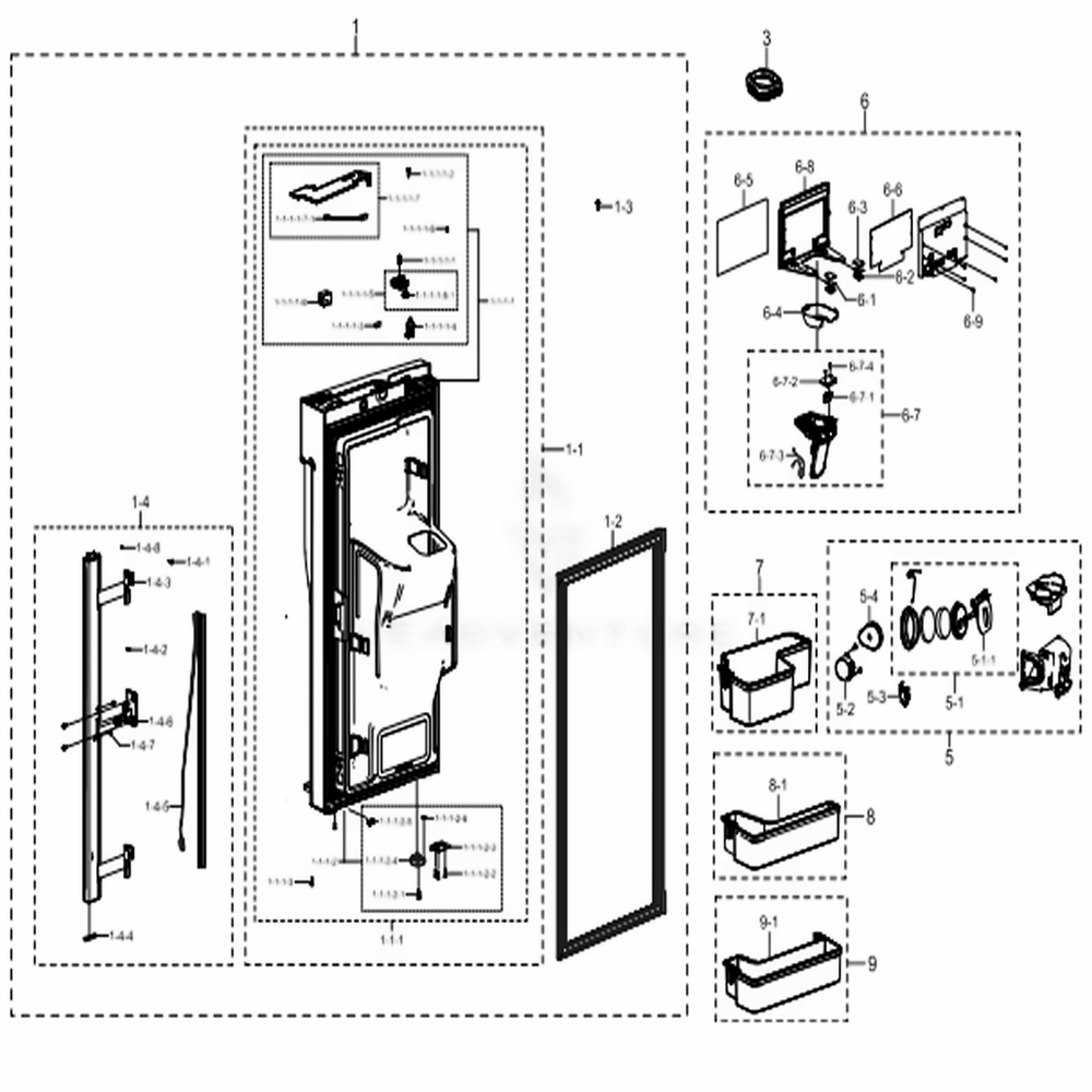 Fridge Door L Diagram and Parts List for RF23J9011SG (AA)(0007) Samsung Refrigerator