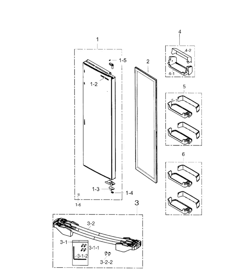 Right Door Diagram and Parts List for RS267TDRS XAA-0000 Samsung Refrigerator