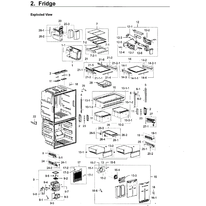 Fridge Diagram and Parts List for RF28M9580SR AA-00 Samsung Refrigerator