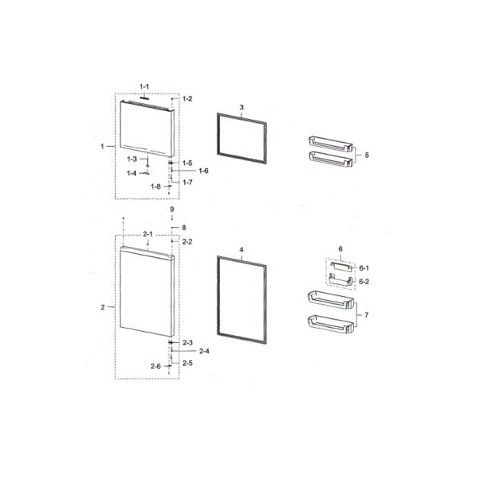 Door Diagram and Parts List for RT18M6215SG AA-00 Samsung Refrigerator