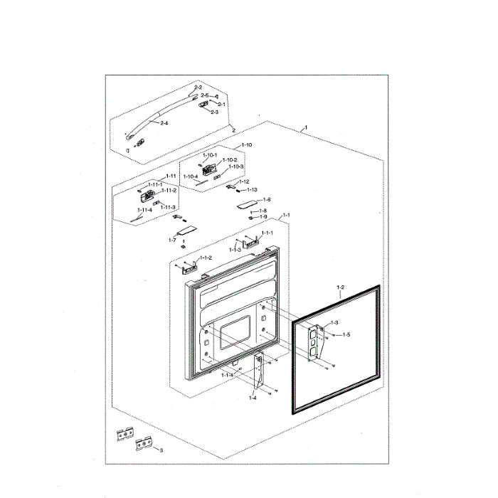 Freezer Door Diagram and Parts List for RF18HFENBSR AA-00 Samsung Refrigerator