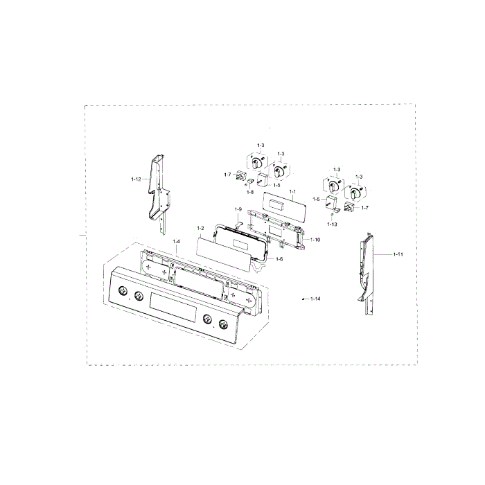 Control Panel Diagram and Parts List for NE59J3420SB AA-00 Samsung Range