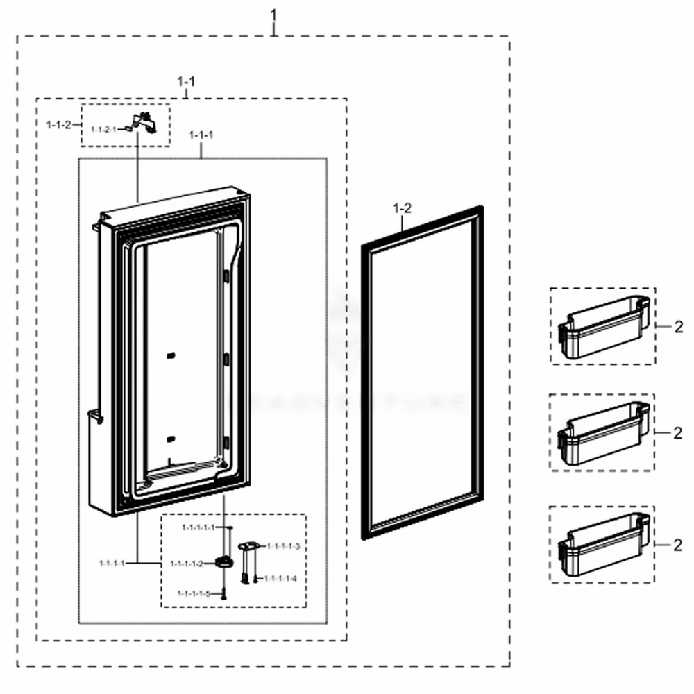 Freezer Door L Diagram and Parts List for RF23J9011SG (AA)(0008) Samsung Refrigerator