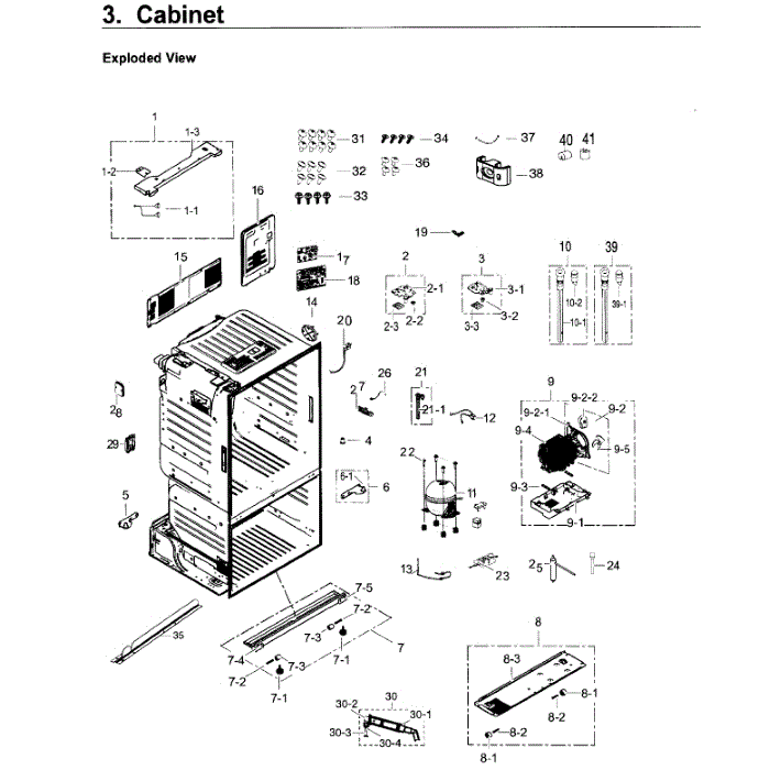 Cabinet Diagram and Parts List for RF263TEAEWW AA-04 Samsung Refrigerator
