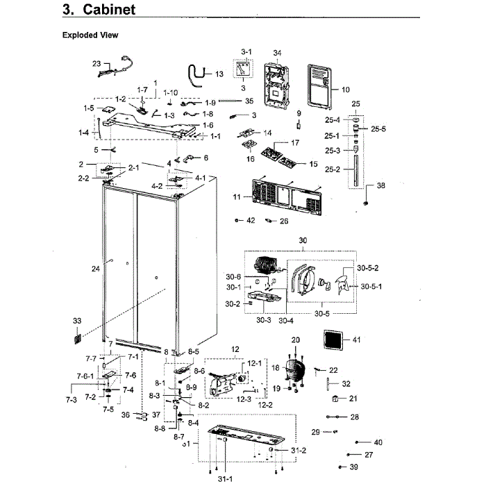 Cabinet Diagram and Parts List for RH22H9010SR AA-02 Samsung Refrigerator