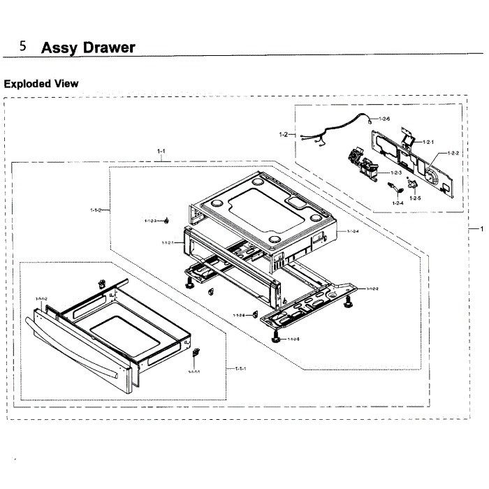Drawer Diagram and Parts List for NX58J5600SG AA-00 Samsung Range