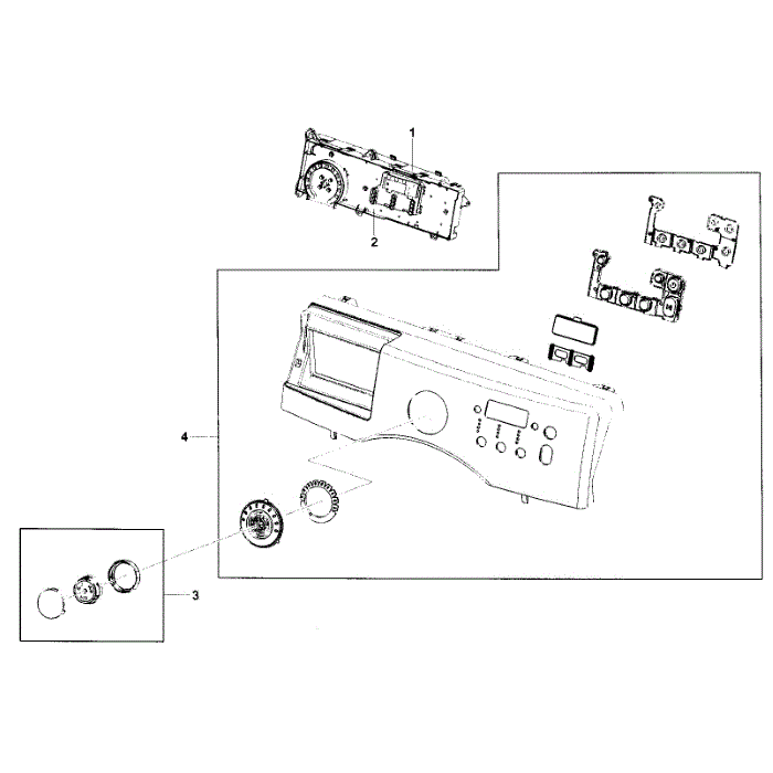 Control Panel Diagram and Parts List for WF231ANW XAA-01 Samsung Washer