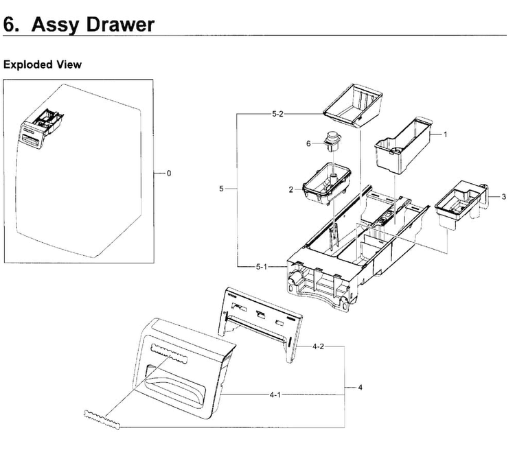 Drawer Diagram and Parts List for WF350ANP XAA-0001 Samsung Washer