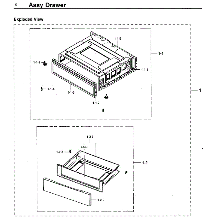 Drawer Diagram and Parts List for NE59J7630SS AA-02 Samsung Range
