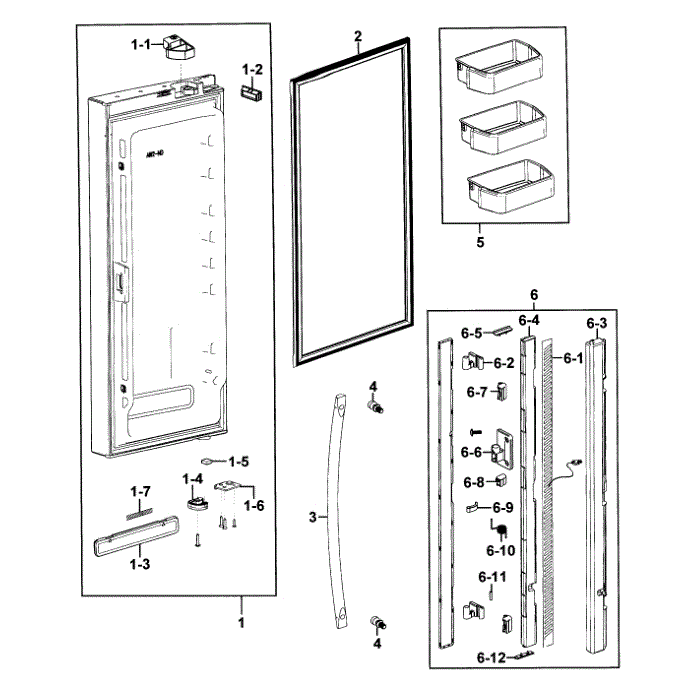 Refrigerator Door L Diagram and Parts List for RFG293HAPN XAA-00 Samsung Refrigerator
