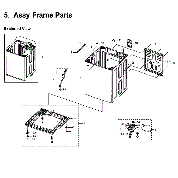 Cabinet Diagram and Parts List for WA50M7450AP A4-00 Samsung Washer