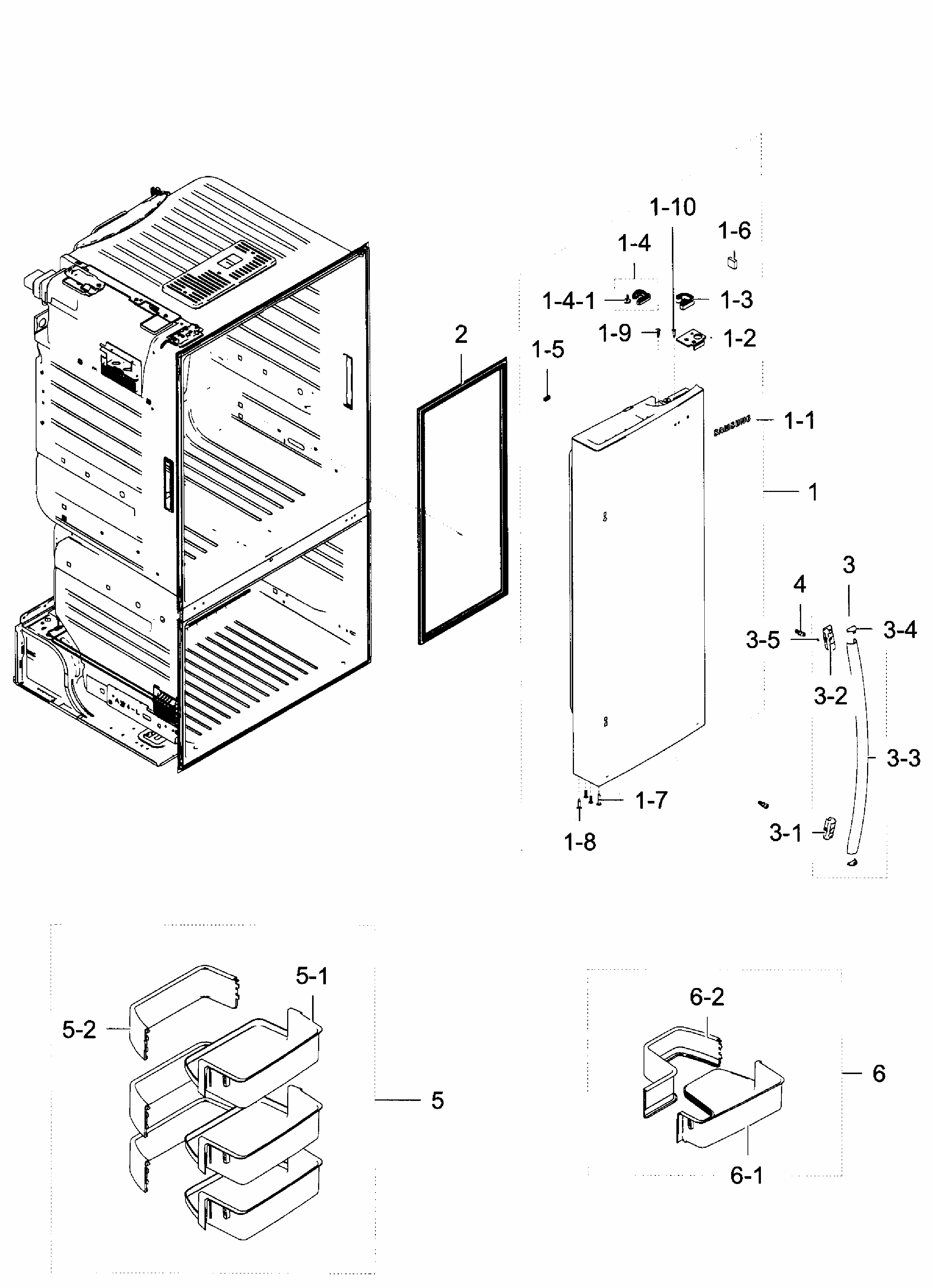 Right Door Diagram and Parts List for RF28HFEDBSR AA-0005 Samsung Refrigerator
