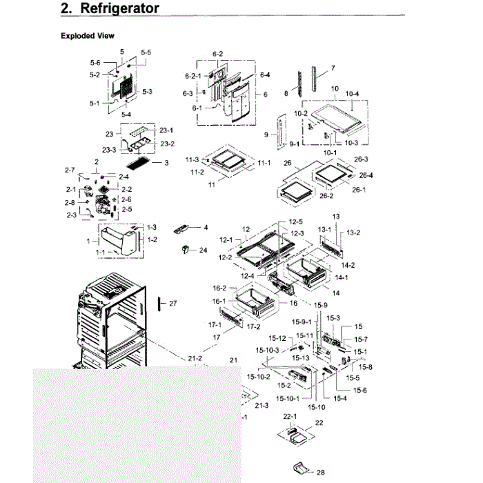Refrigerator Diagram and Parts List for RF28JBEDBSR AA-01 Samsung Refrigerator