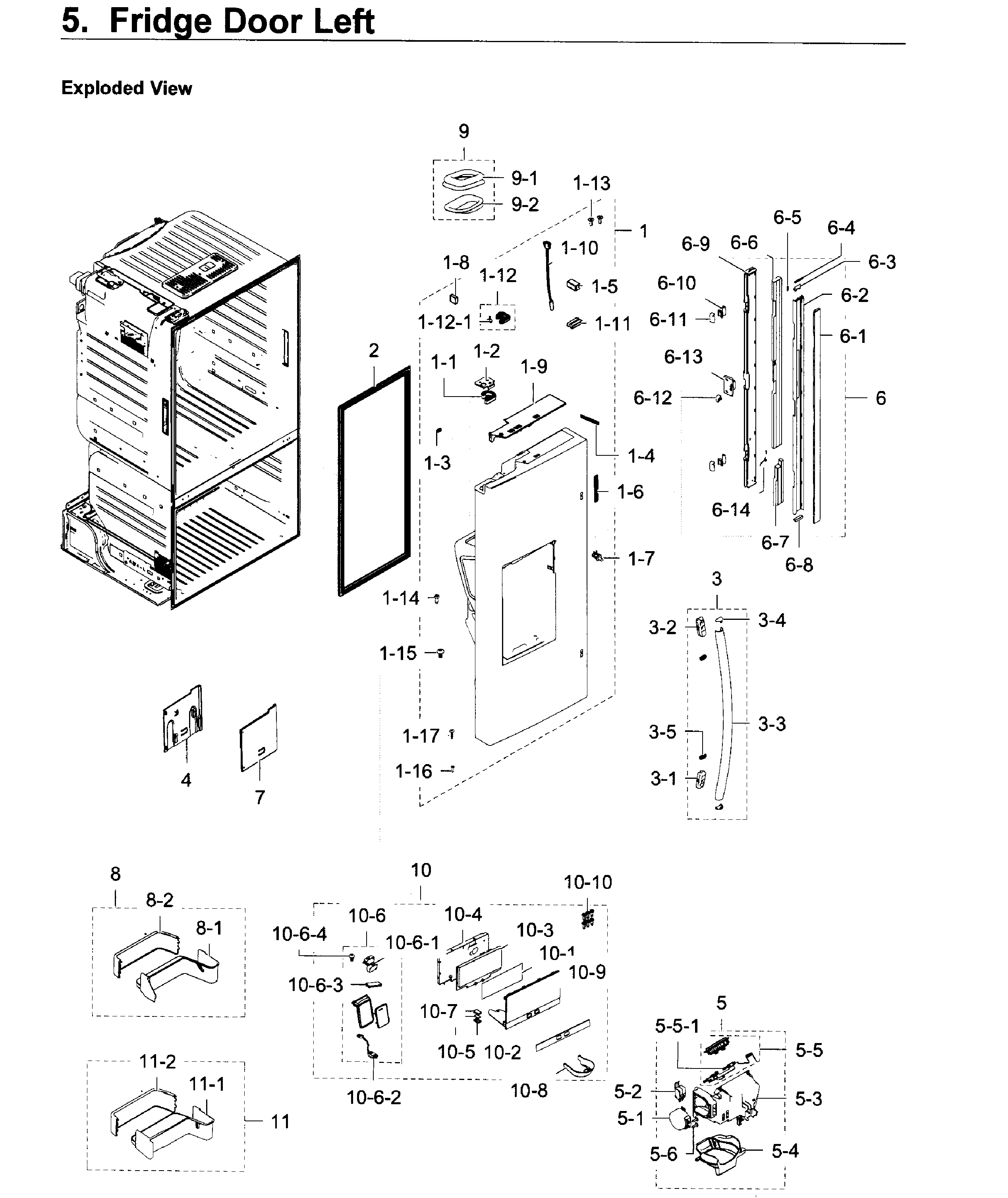 Fridge Door L Diagram and Parts List for RF28HDEDPBC AA-0007 Samsung Refrigerator