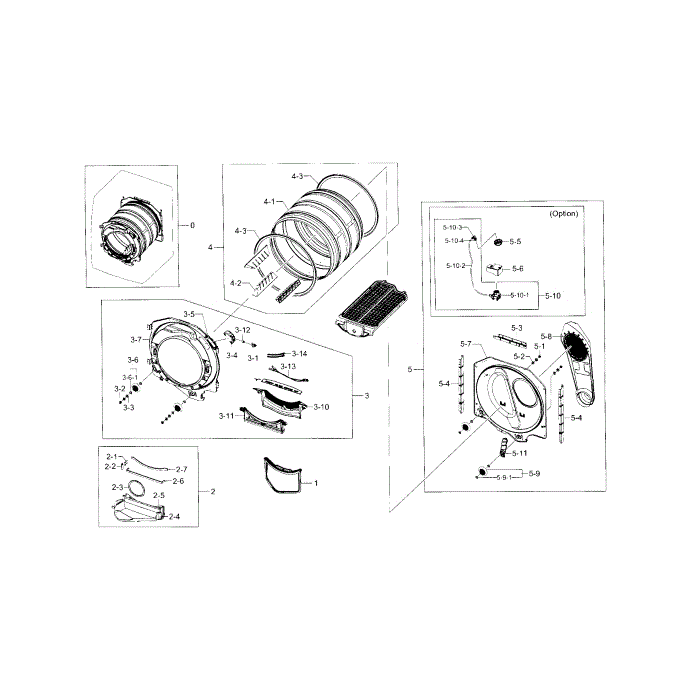 Drum Diagram and Parts List for DV331AGR XAA-01 Samsung Dryer
