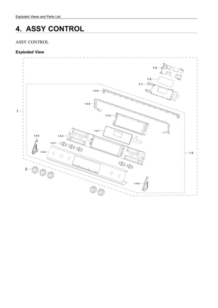 Control Assembly Diagram and Parts List for NX60T8111SS AA-03 Samsung Range