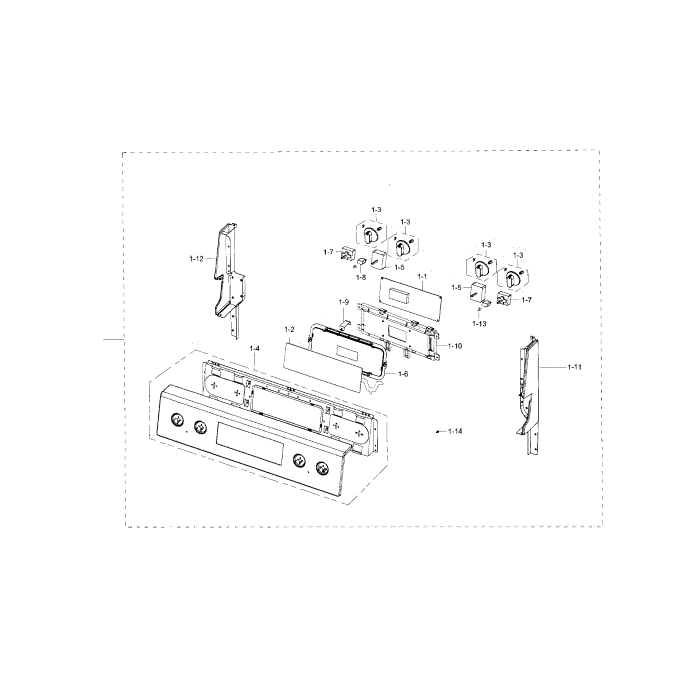Control Panel Diagram and Parts List for NE59J3420SS AA-00 Samsung Range