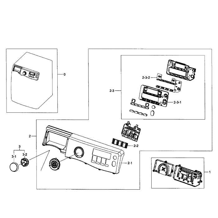Control Panel Diagram and Parts List for WF405ATPAWR AA-01 Samsung Washer