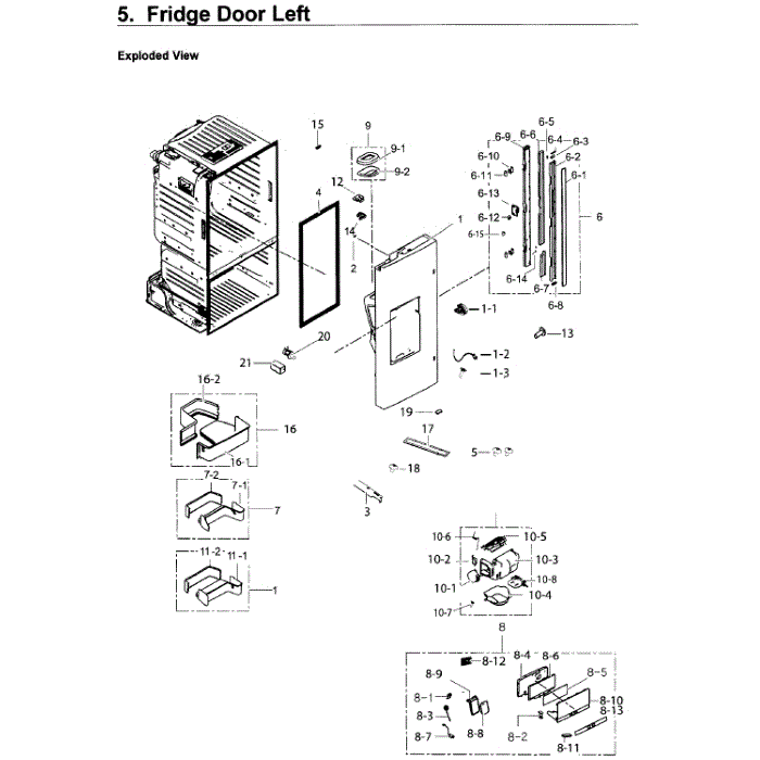 Fridge Door L Diagram and Parts List for RF26J7500BC AA-00 Samsung Refrigerator