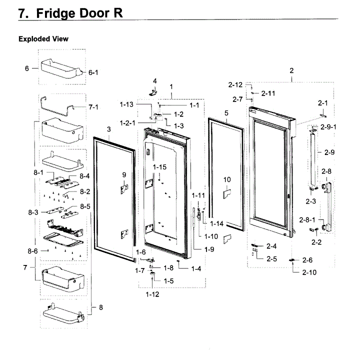Fridge Door R Diagram and Parts List for RF22K9381SR AA-00 Samsung Refrigerator