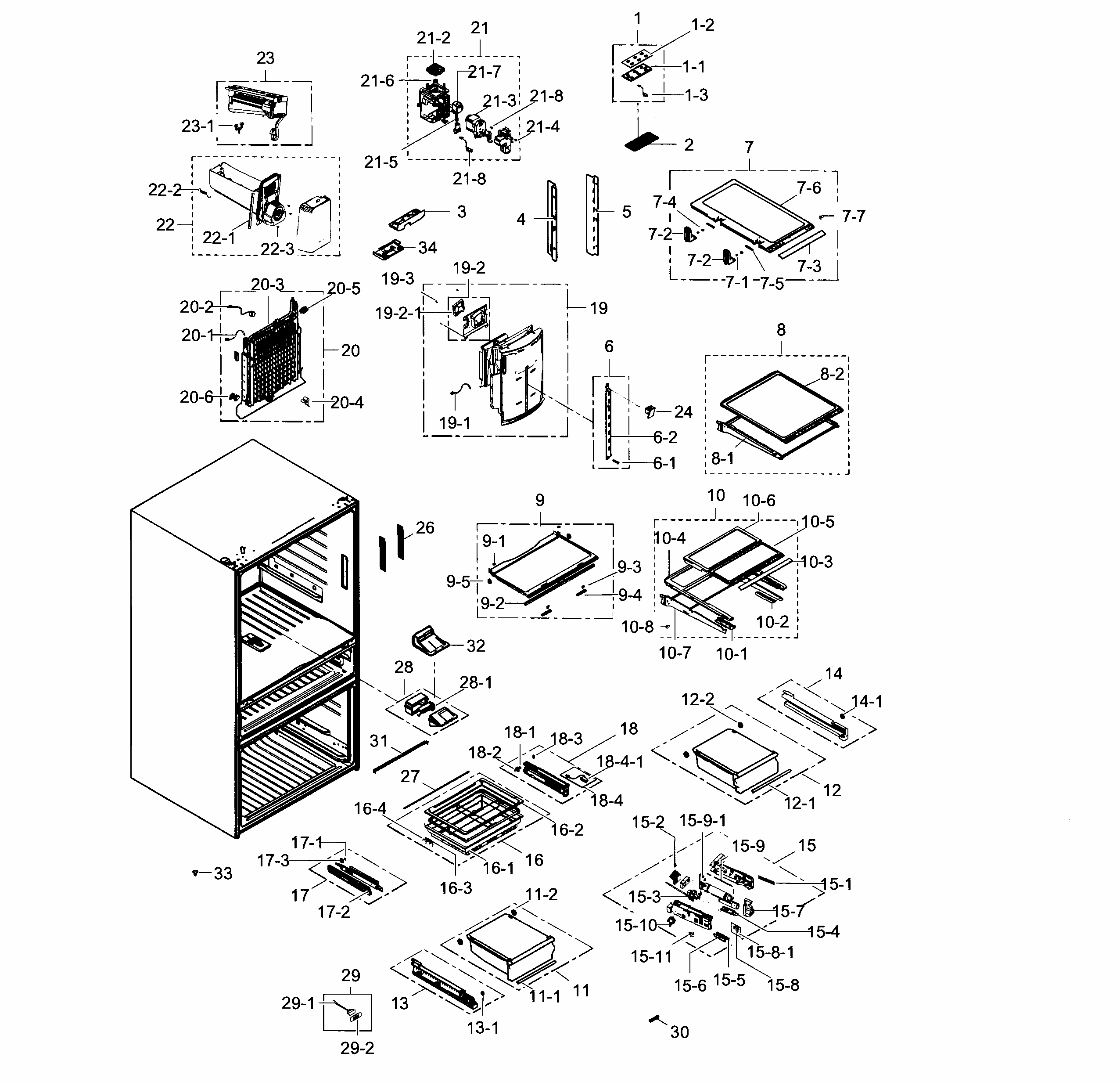 Refrigerator Diagram and Parts List for RF31FMESBSR AA-0006 Samsung Refrigerator