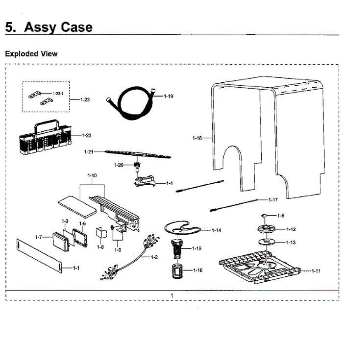Case Diagram and Parts List for DW80M2020US AA-00 Samsung Dishwasher