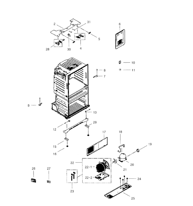 Cabinet Diagram and Parts List for RF4267HARS XAA-0001 Samsung Refrigerator